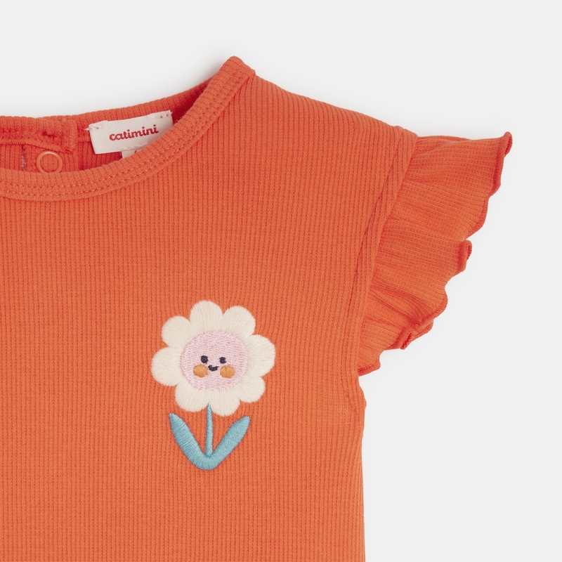 T-shirt bébé fille rouge à motif fleur Catimini
