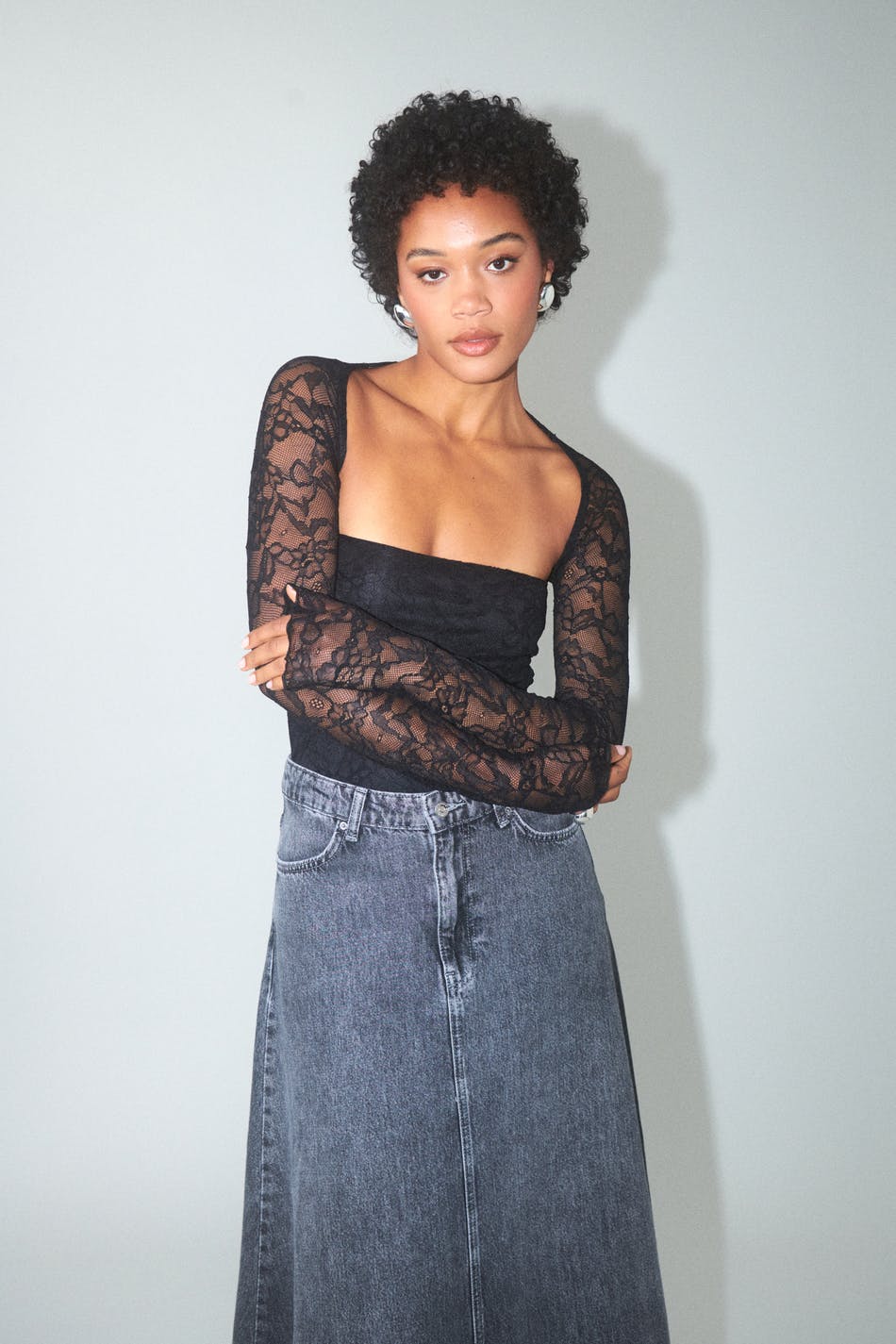 Squareneck lace top