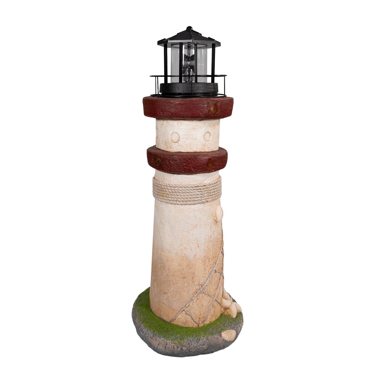 Lemodo Leuchtturm MARITIM mit Solar-Rundum-Leuchte in rot