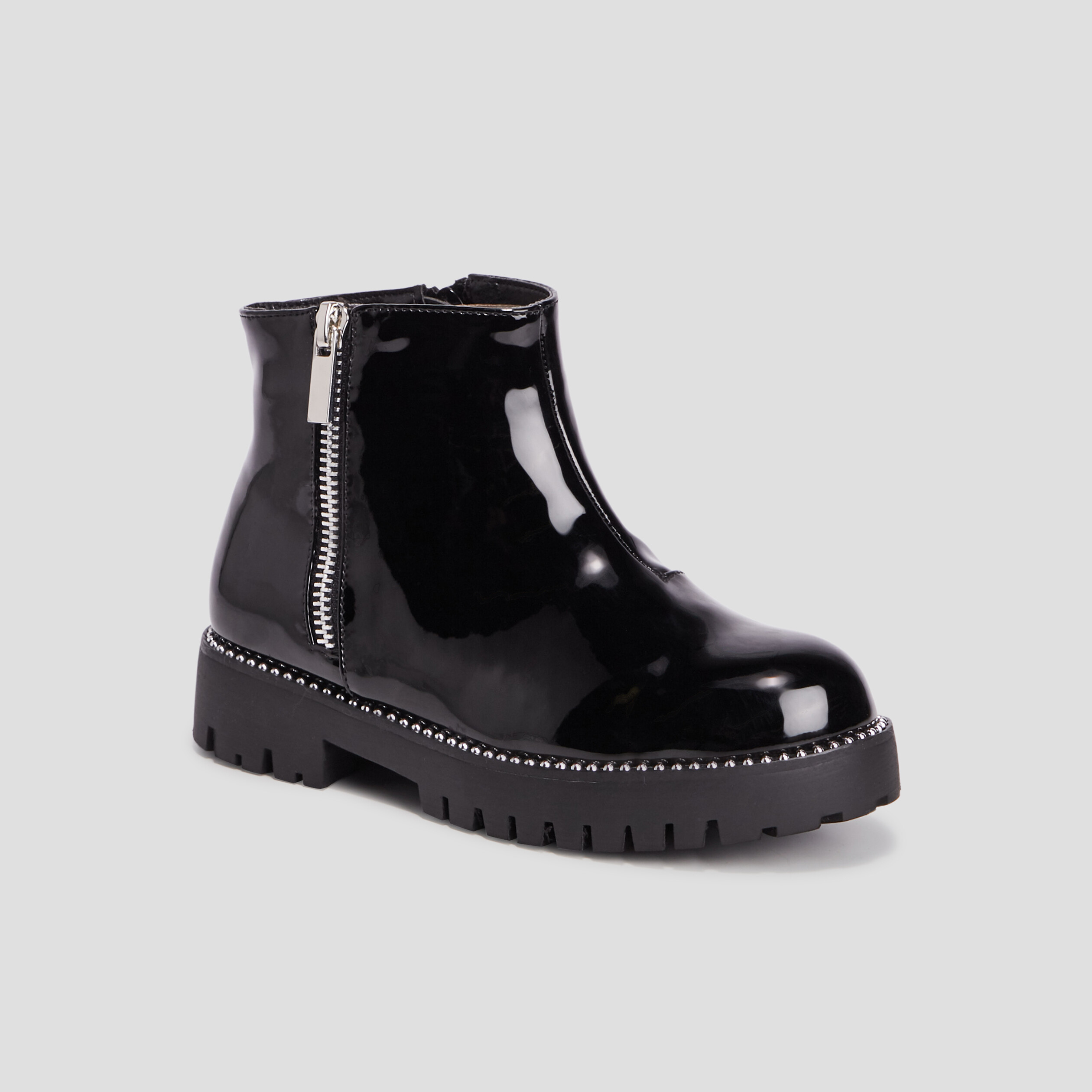 Bottines zippées vernies noir fille | La Halle