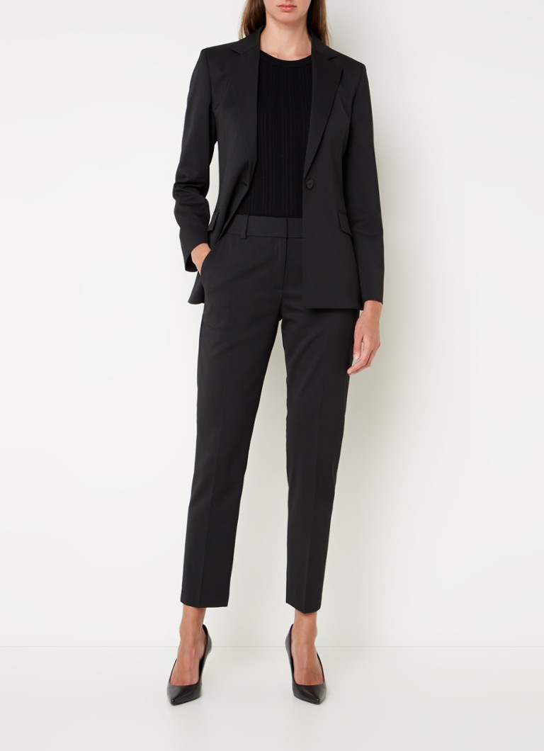 Pantaloni Hugo Boss Hetana cu talie medie, croială slim, confecționați din amestec de lână, cu buzunare laterale.