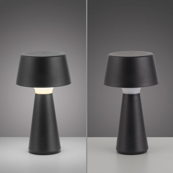LED-Akku-Tischleuchte Lepa, 2er Set, schwarz