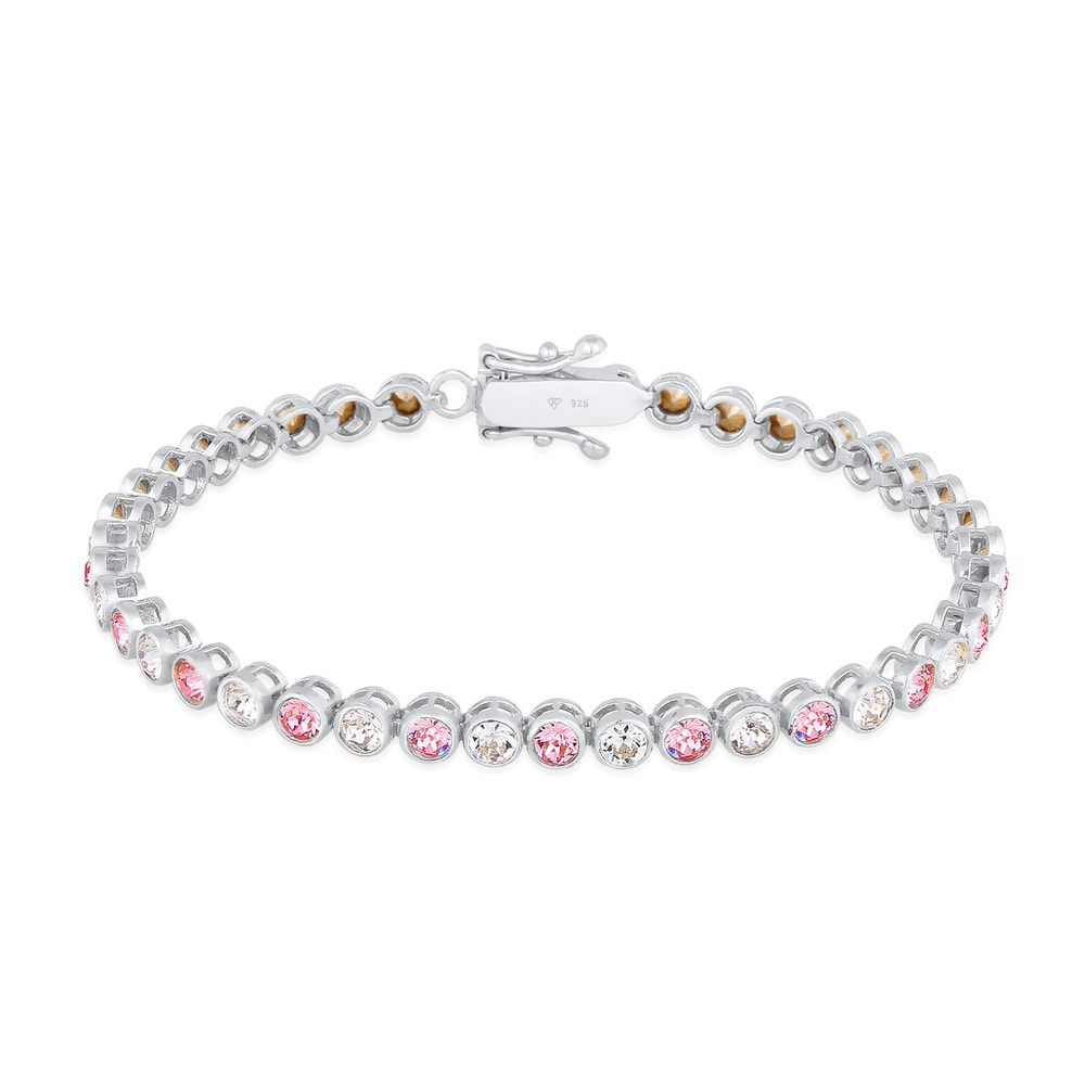 Elli PREMIUM Elli PREMIUM Bracelet Femmes Tennis Tendance étincelante avec cristaux Rose en ar Bracelet