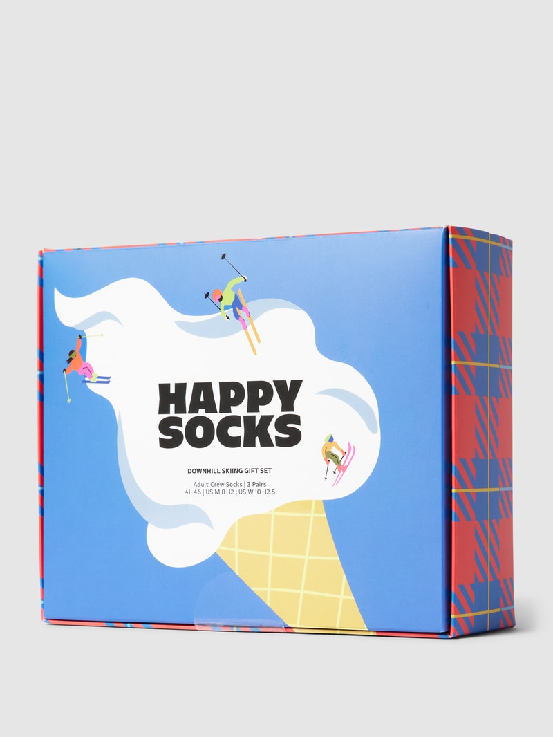Socken mit Allover-Muster im 3er-Pack Modell 'Downhill' in blau