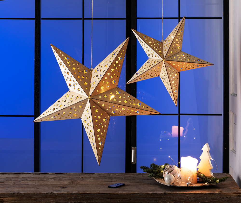I-Glow LED-Holzstern - Ca. 60 cm