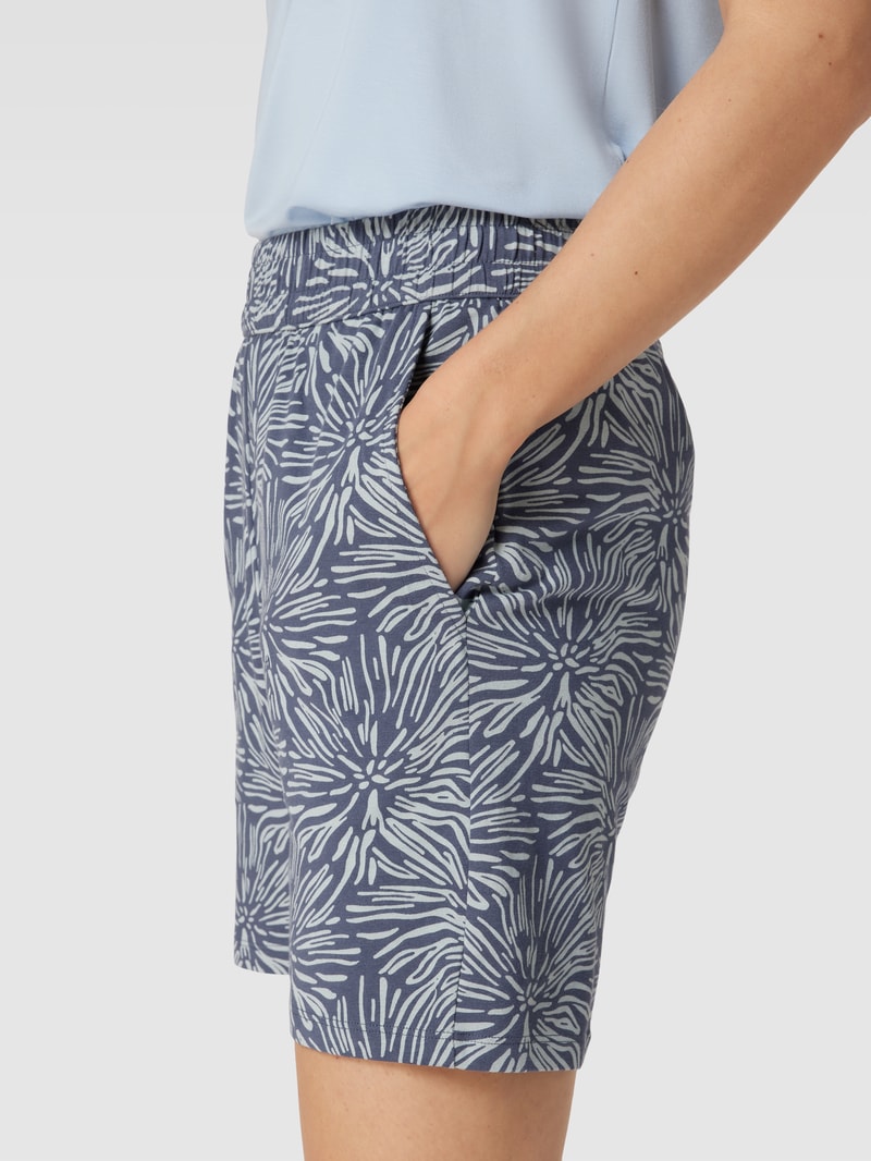 Pyjama-Shorts mit Allover-Muster in marineblau