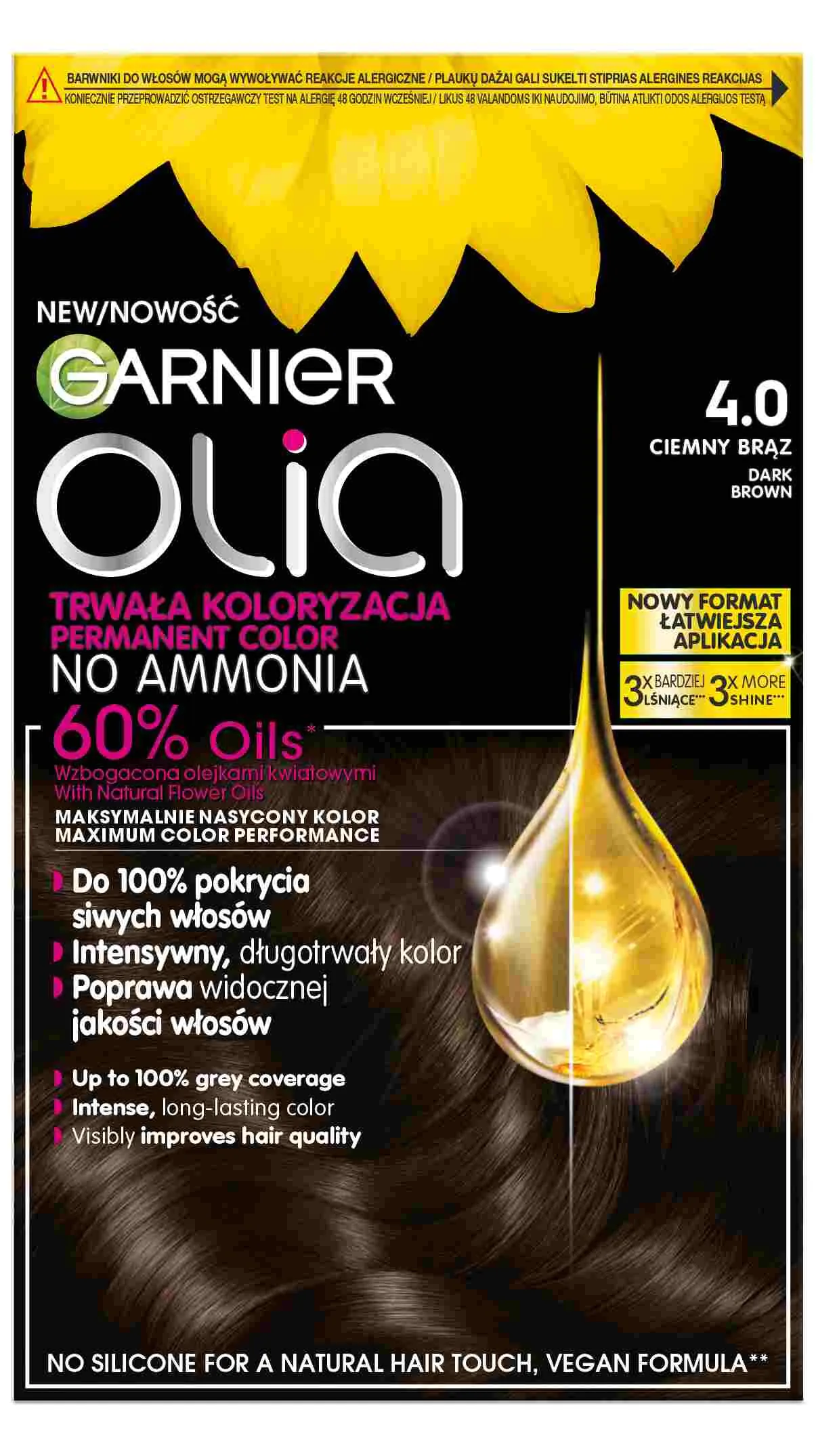 Garnier Olia plaukų dažai 4.0 tamsiai rudi