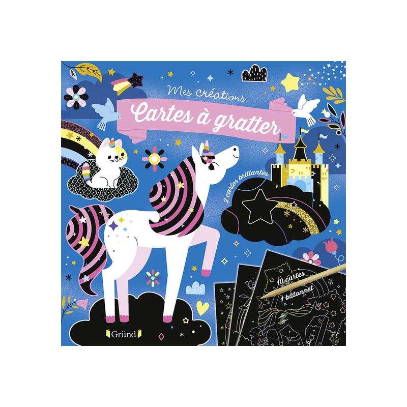 Pochette Cartes à gratter Licornes et chevaux - Gründ