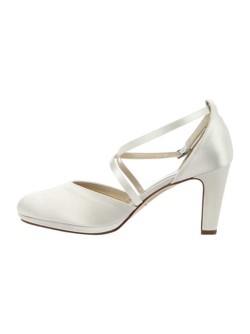Pumps aus Satin mit gekreuzten Riemen in offwhite