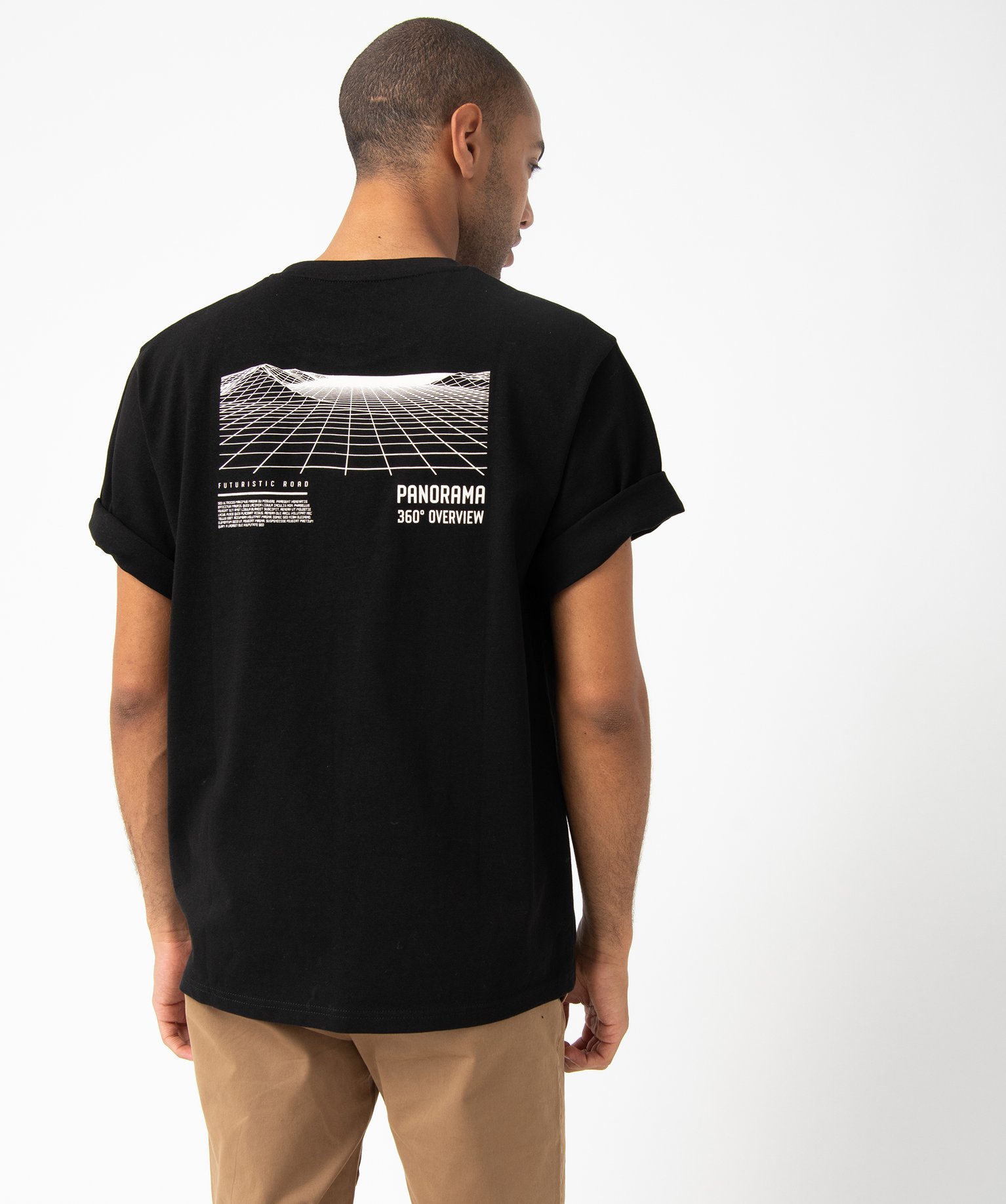 Tee-shirt homme à manches courtes oversize avec inscriptions noir | GEMO