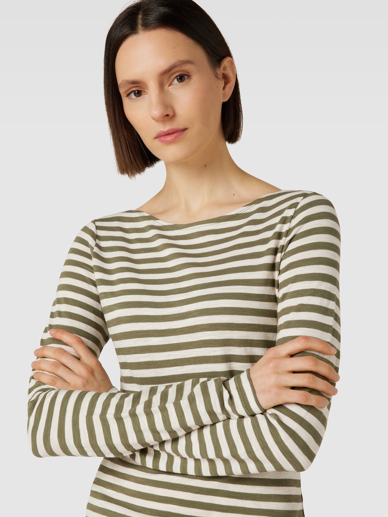 Longsleeve mit Streifenmuster in olivgrün