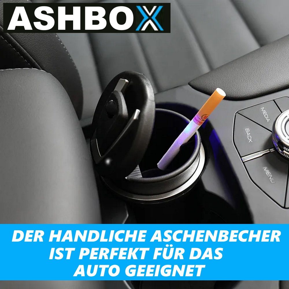MAVURA Aschenbecher ASHBOX Auto LED Aschenbecher mit Deckel LED-Licht für Getränkehalter, Universal Selbstlöschend Sturmaschenbecher Windaschenbecher [2er Set]