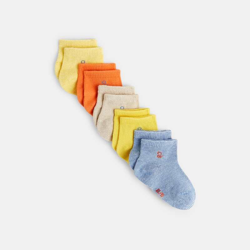 Chaussettes jacquard fantaisie (lot de 5) jaunes bébé garçon