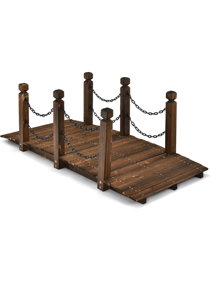 COSTWAY Gartenbrücke 151x67x55cm in Braun günstig kaufen onesize