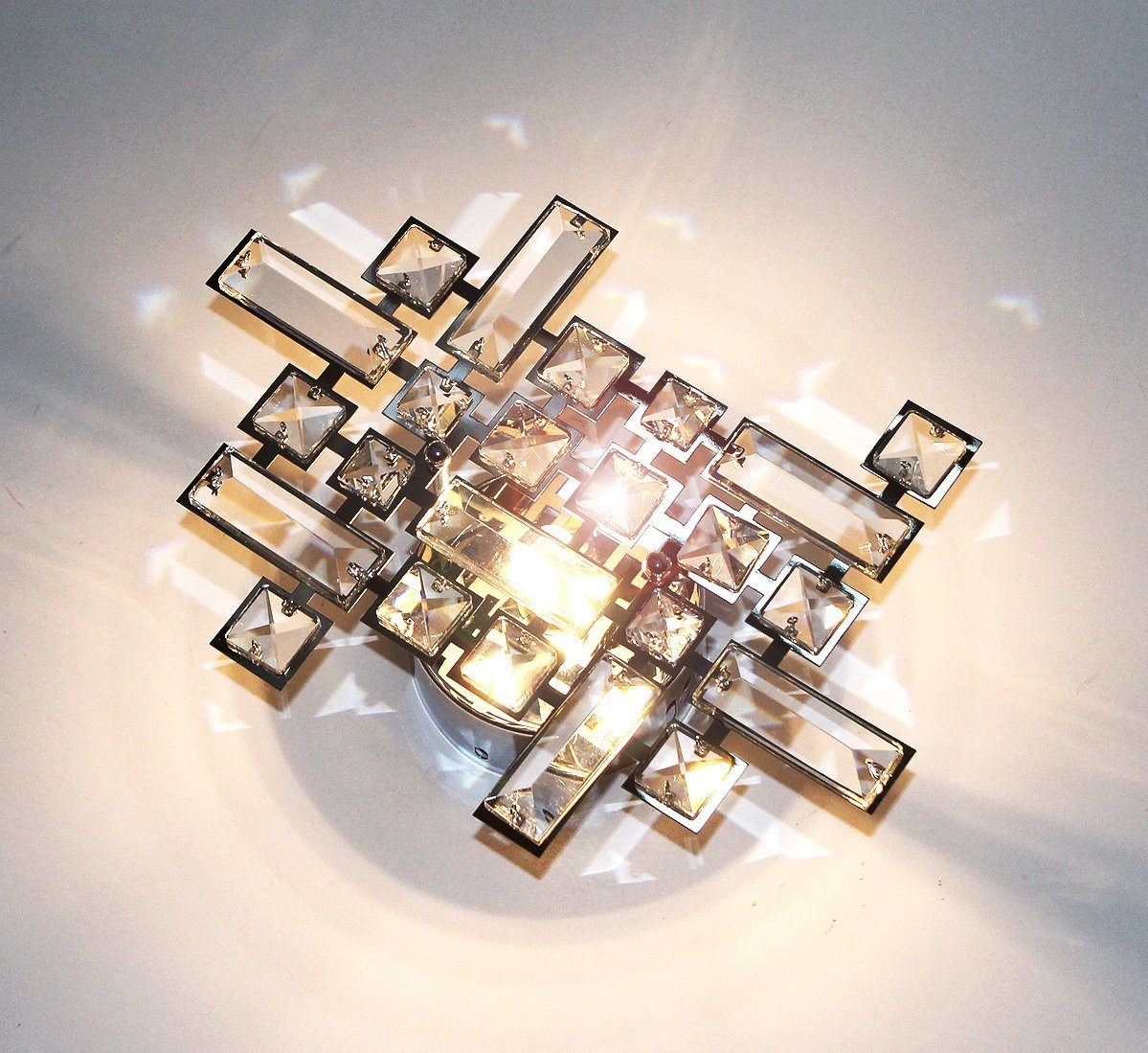 Lewima Deckenleuchte Design Deckenlampe Glas Kristall Silber, 28x20x10cm 1xG9 LED wechselbar Lichtfarbe und Stärke beliebig, Warmweiß/Kaltweiß möglich, K9 glitzernd funkelnde Glaskristalle - absolute Brillanz
