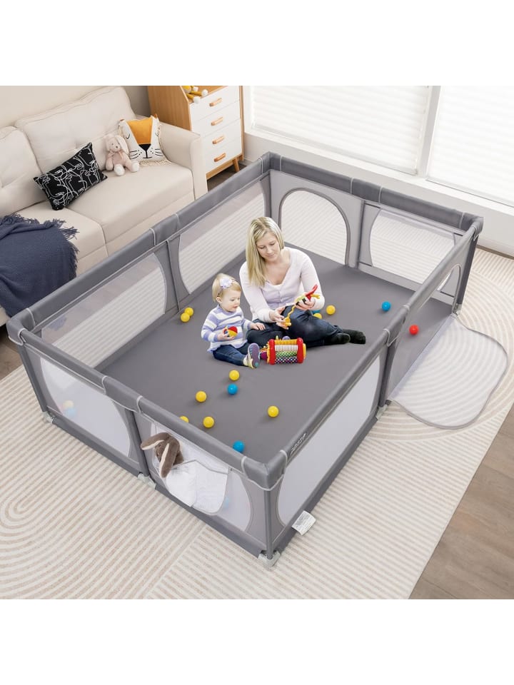 COSTWAY Laufgitter mit 50 Spielbällen in Anthrazit günstig kaufen 68 cm