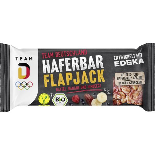 EDEKA Bio Haferbar Flapjack Team Deutschland Dattel, Banane und Himbeere 60G