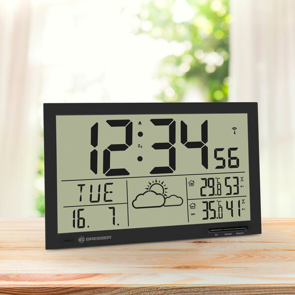 LCD-Wetter-Wanduhr MyTime Jumbo, schwarz