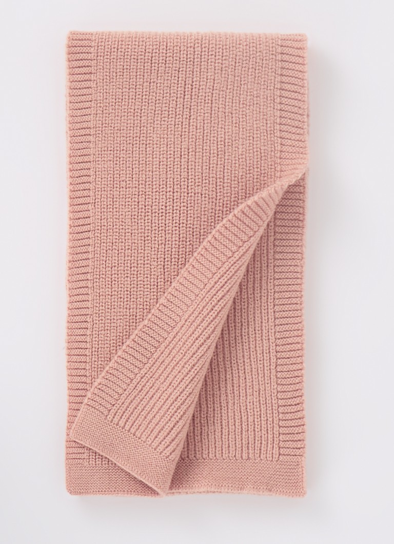 Eșarfă groasă din tricot merino Hvid Gustave, 140 x 20 cm