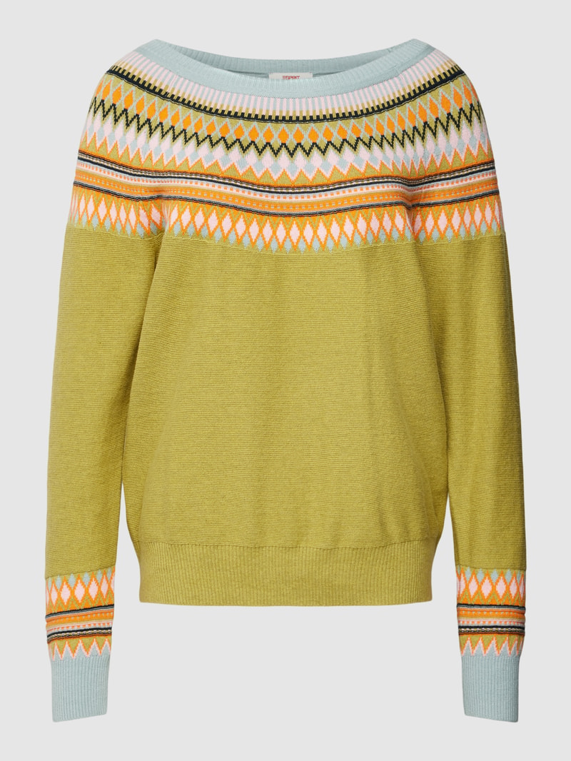 Strickpullover mit Zickzack-Muster in schilf