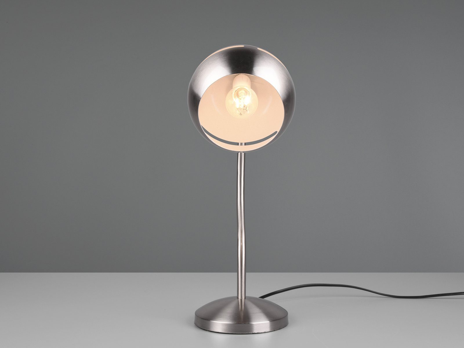 meineWunschleuchte LED Tischleuchte, Dimmer, LED wechselbar, warmweiß, groß-e Designer Schreib-tischlampe Arbeitsleuchte Silber, Höhe 42cm