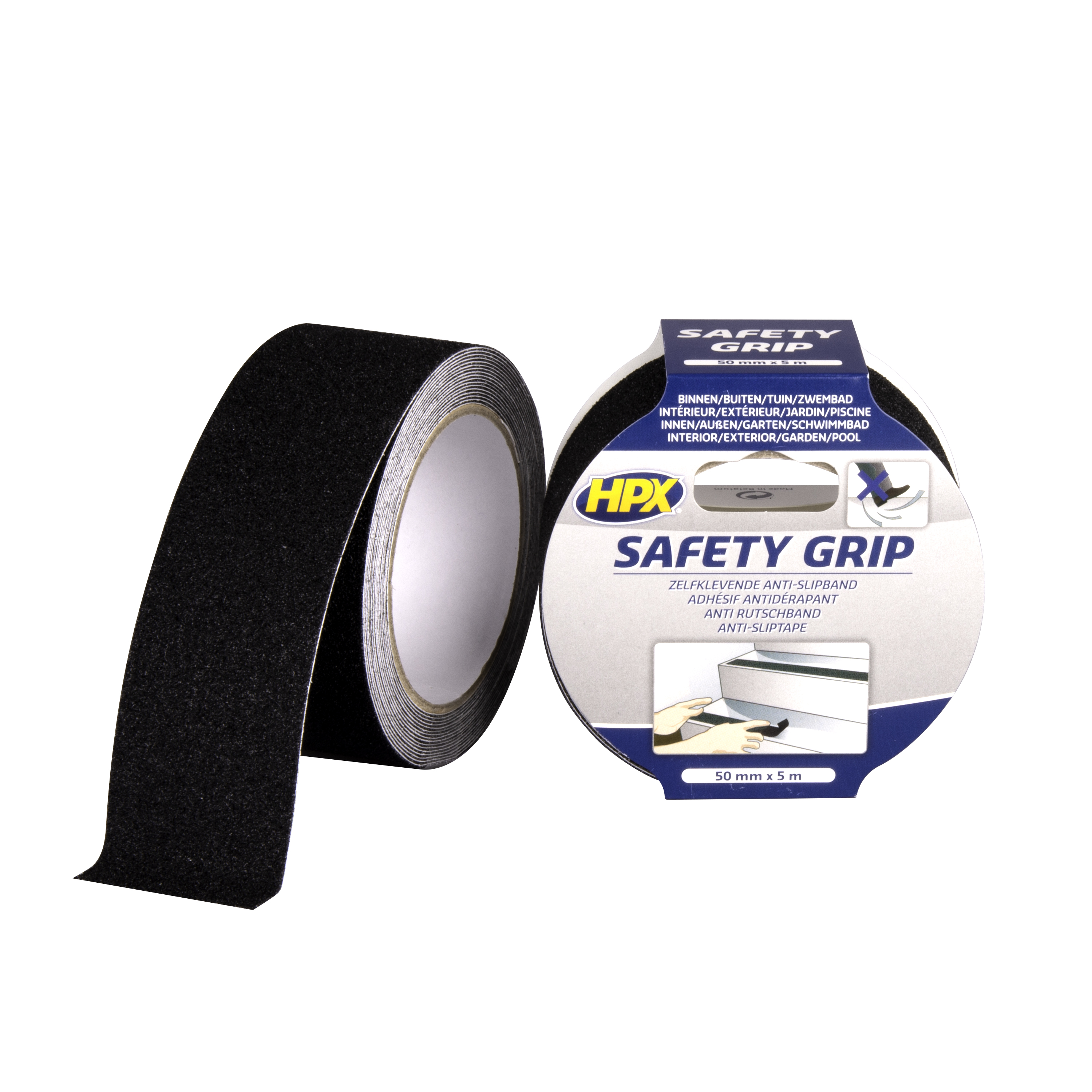 Antirutsch-Klebeband von HPX in schwarz, 50 mm x 5 m, 1 Stück - ATU