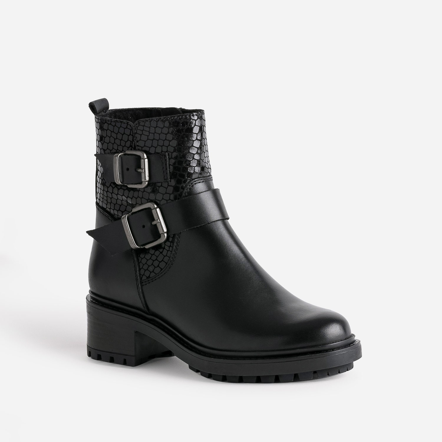 Boots motard noir éco-conçu en cuir