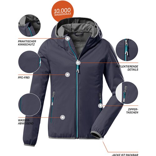 KINDER SOFTSHELL JACKE MIT KAPUZE, PACKBAR KOS 164 GRLS SFTSHLL JCKT