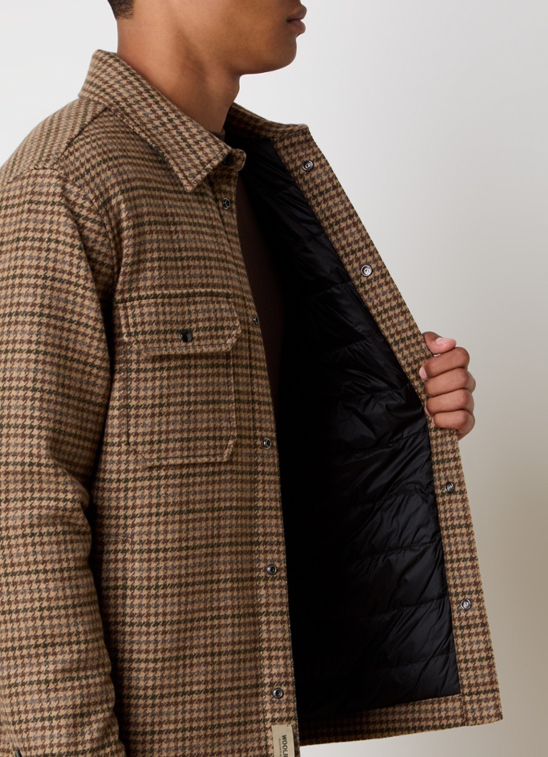 Vrchní košile Woolrich Alaskan z vlněné směsi s péřovou výplní a vzorem pied-de-poule