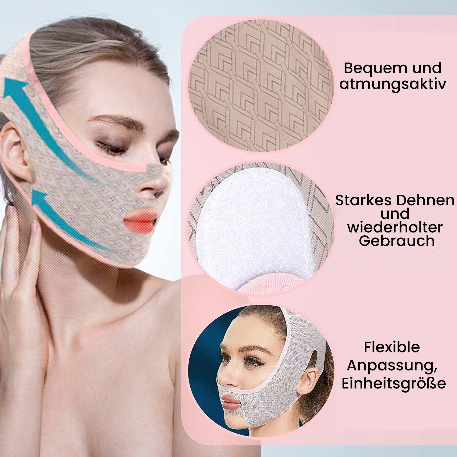 Daisred Gesichtsmaske 2 Stück Facial Slimming Face Bandagen Form Maske, 2-tlg.