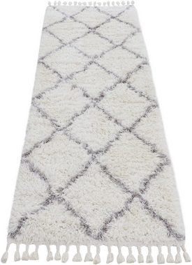 Hochflor-Läufer Eddy, carpetfine, rechteckig, Höhe: 30 mm, mit Fransen, Wohnzimmer