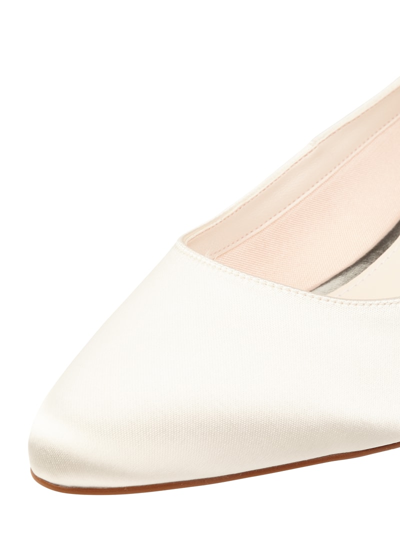 Pumps aus Satin mit Fesselriemen in offwhite