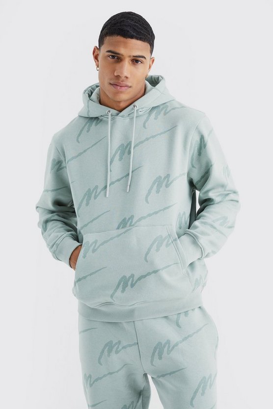 Man Signature Hoodie-Trainingsanzug mit Print