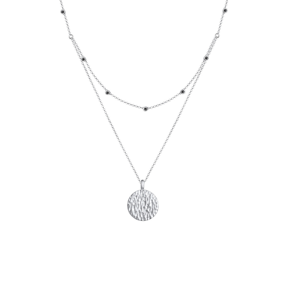 Elli Elli Collier Femmes Couches Look Pièce de Monnaie Plaquette Vintage avec Cristaux collier
