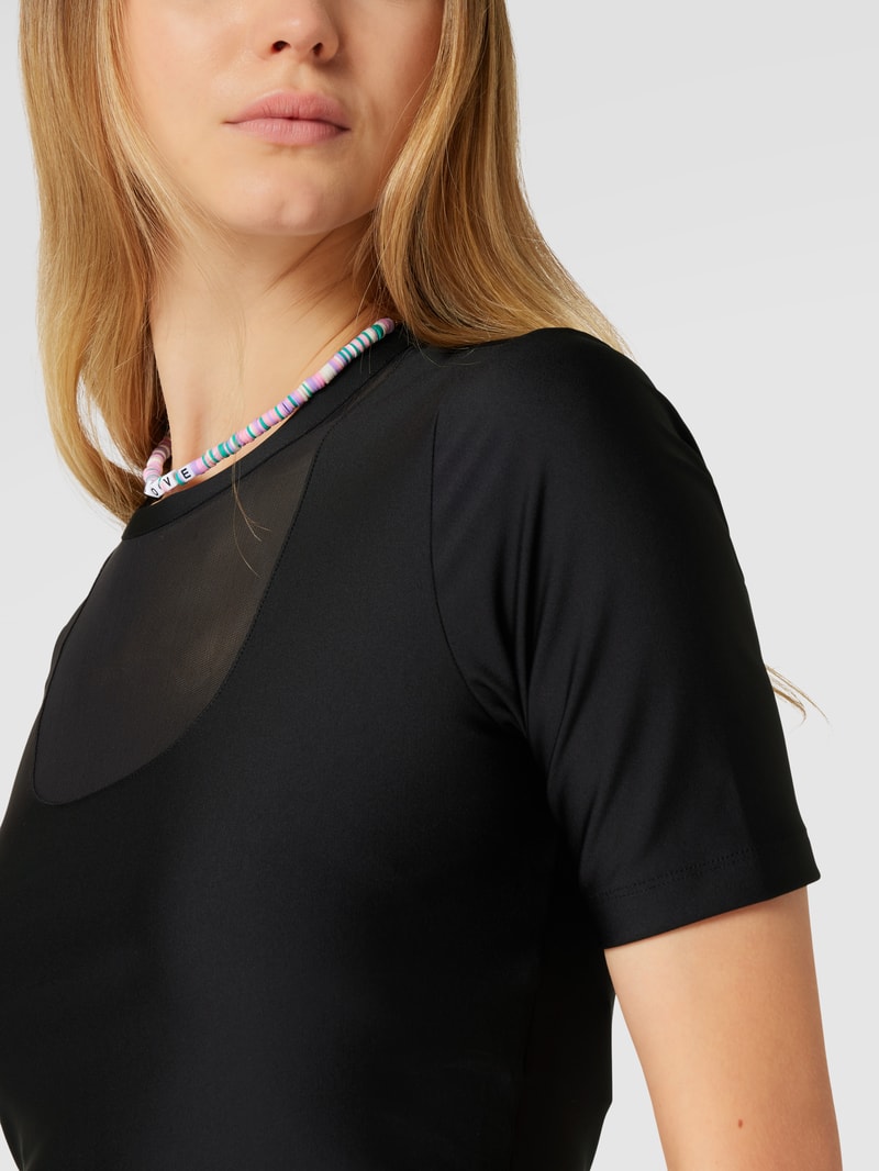 Cropped T-Shirt mit Logo-Print Modell 'Safari' in schwarz