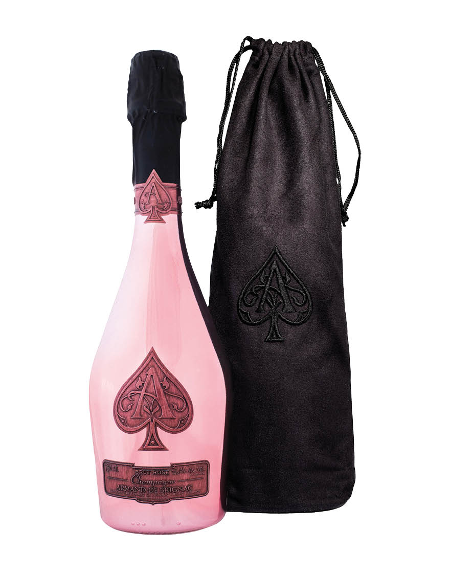 Champagne AOC Brut Rosé Armand de Brignac 0,75 ℓ, Sac en velours