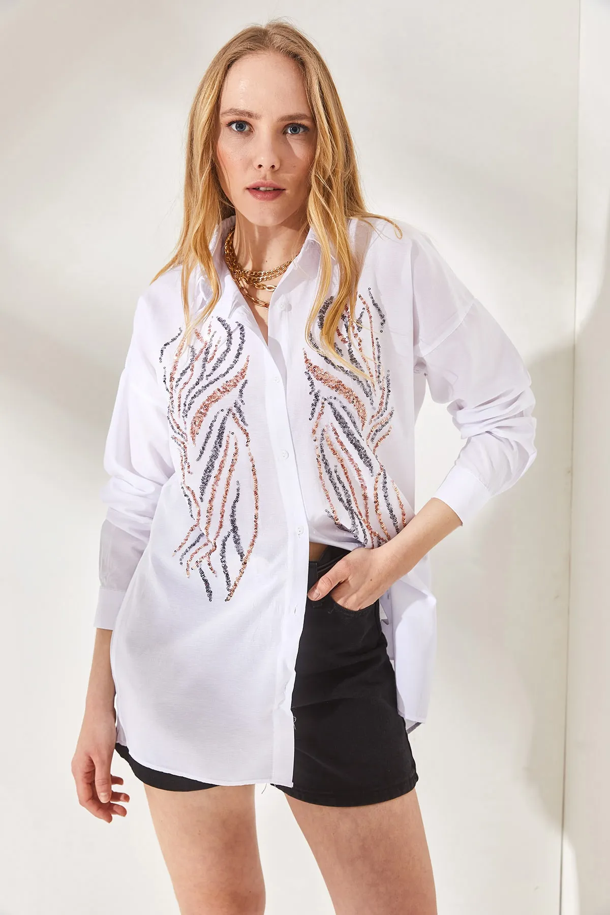 Olalook  Hemd - Weiß - Oversized