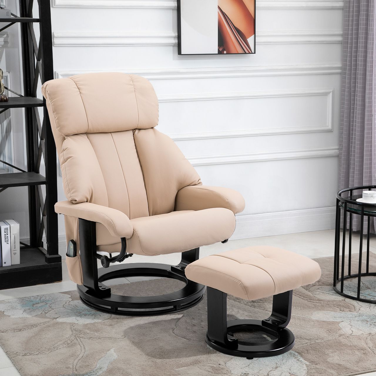 HOMCOM Relaxsessel mit Liegefunktion Massagesessel inkl. Hocker Fernsehsessel