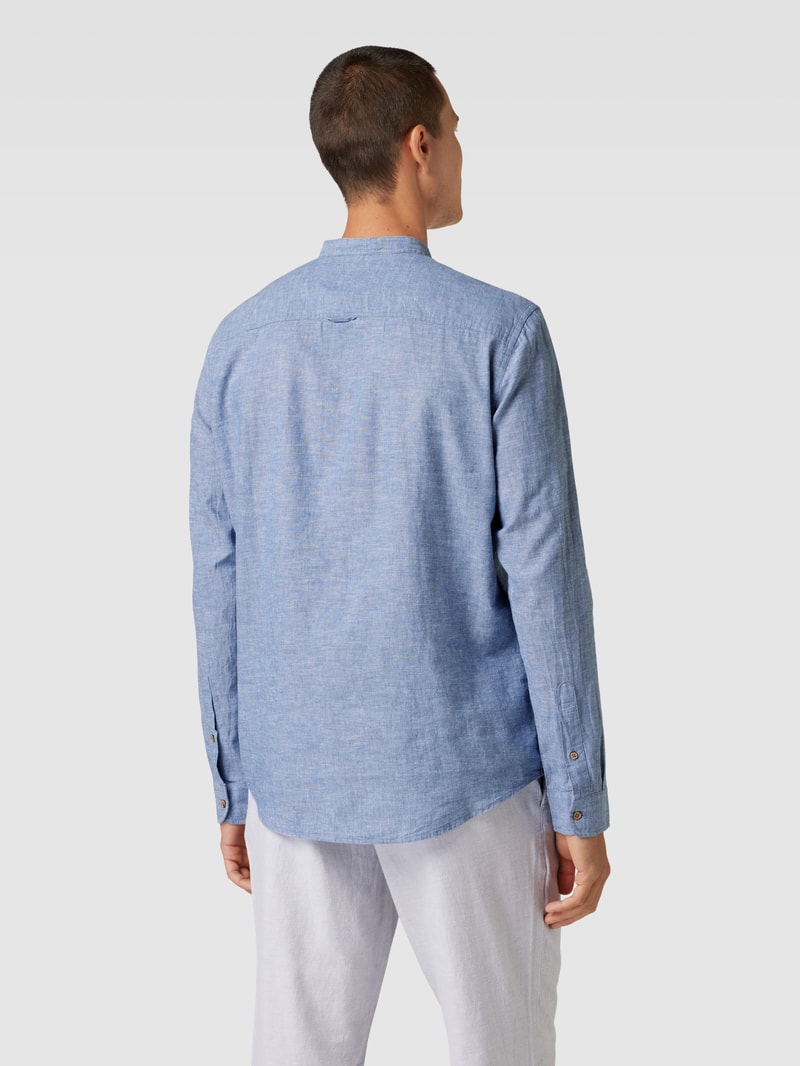 Tailored Fit Freizeithemd mit Stehkragen in rauchblau