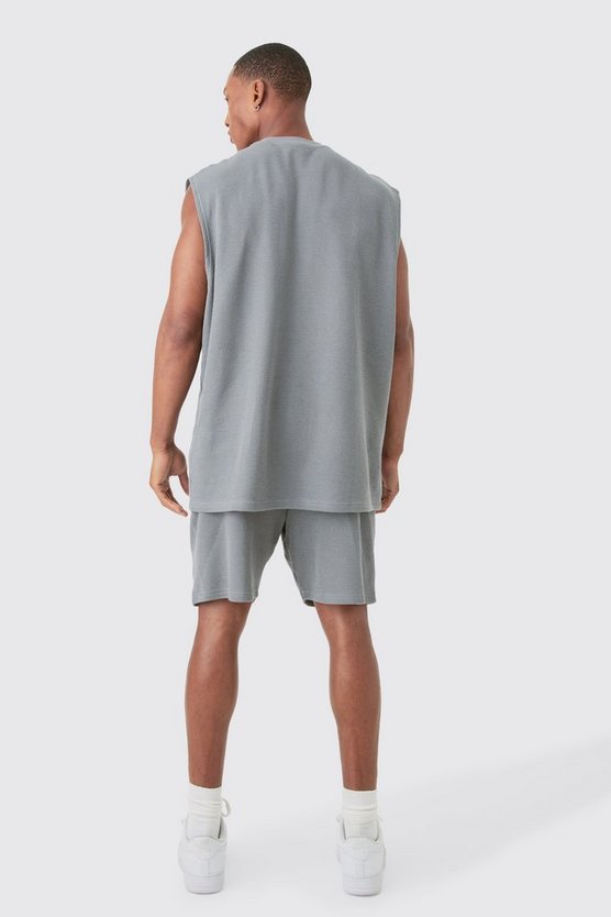 Oversize Tanktop in Waffeloptik & Shorts