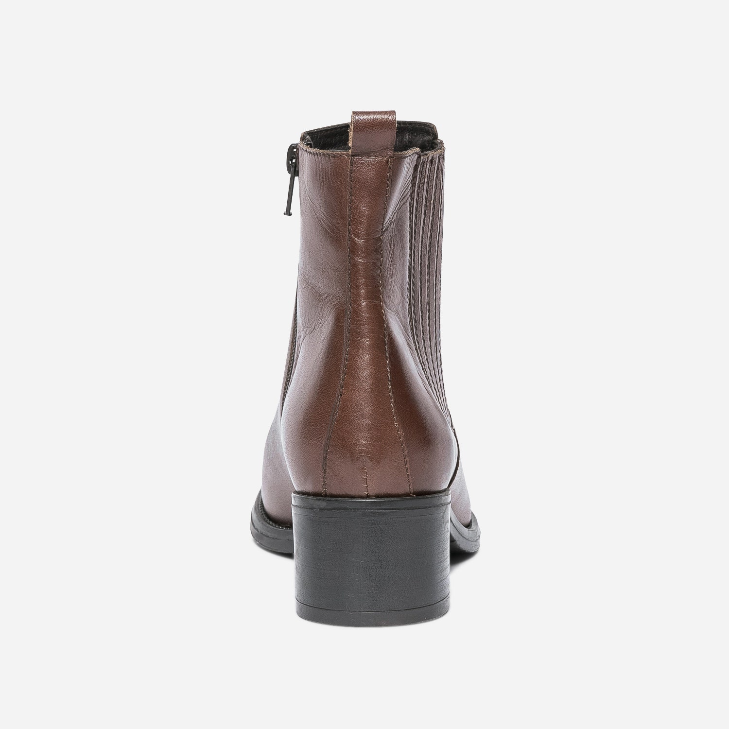 Boots cognac en cuir avec élastique cousu