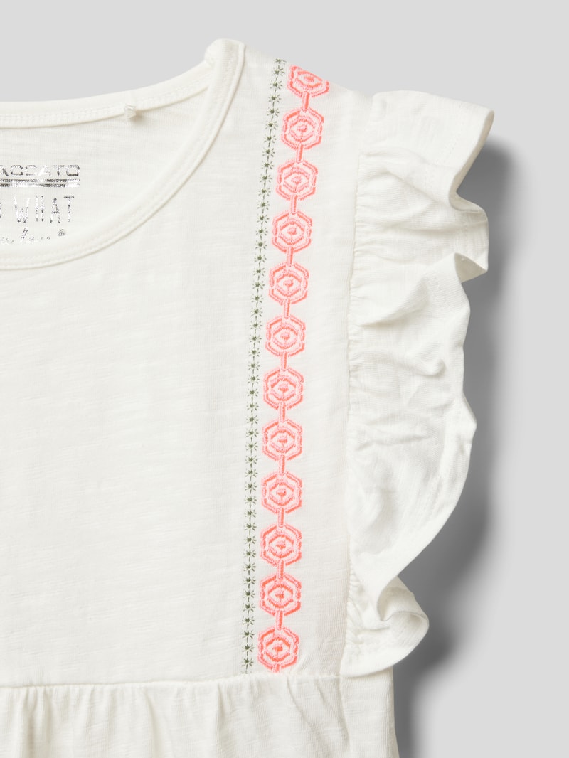 T-Shirt mit Volants in gelb