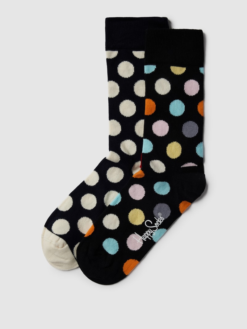 Socken mit Allover-Muster im 2er-Pack Modell 'Big Dot' in schwarz