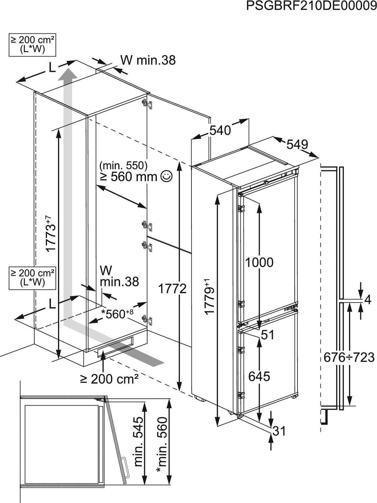 AEG Einbaukühlgefrierkombination TSC6N181ES, 177,2 cm hoch, 54,6 cm breit