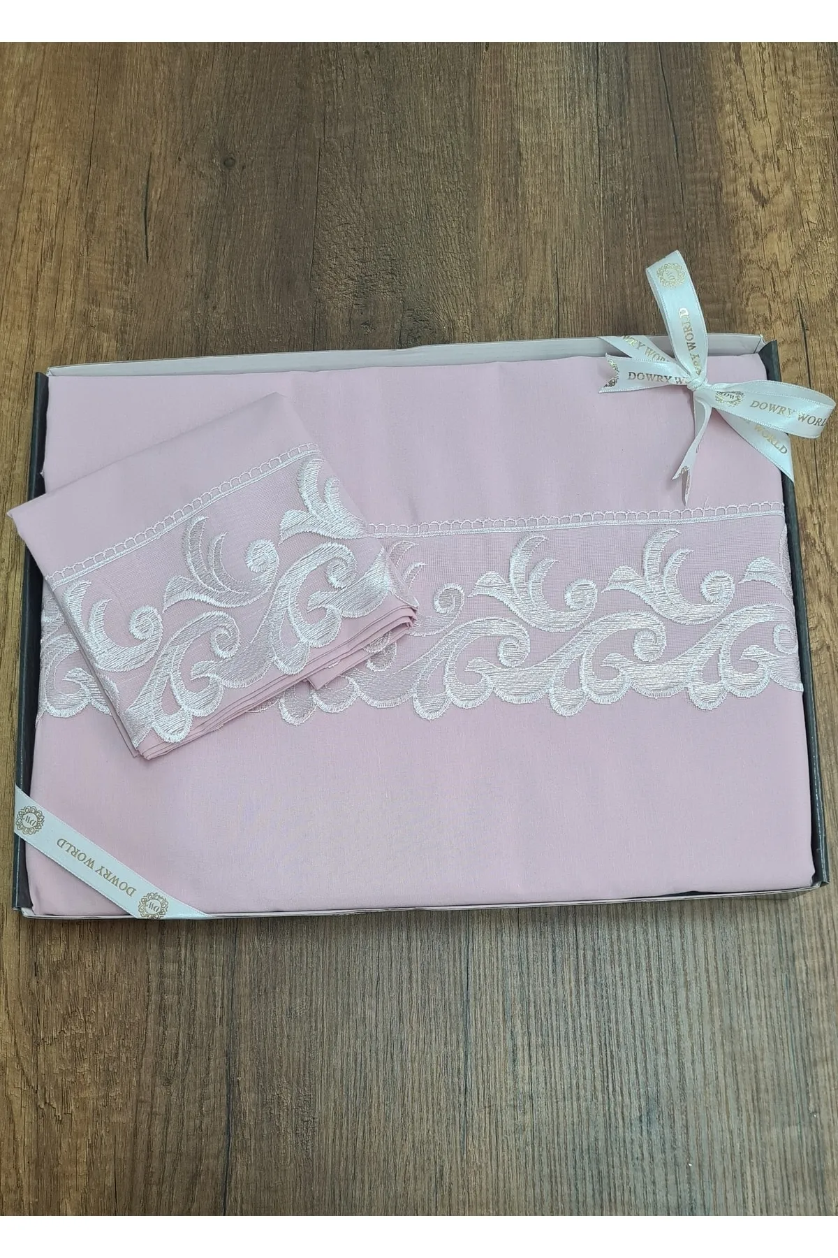 Çeyiz Diyarı  Belinda Bettbezug-Set mit französischer Spitze, Puder