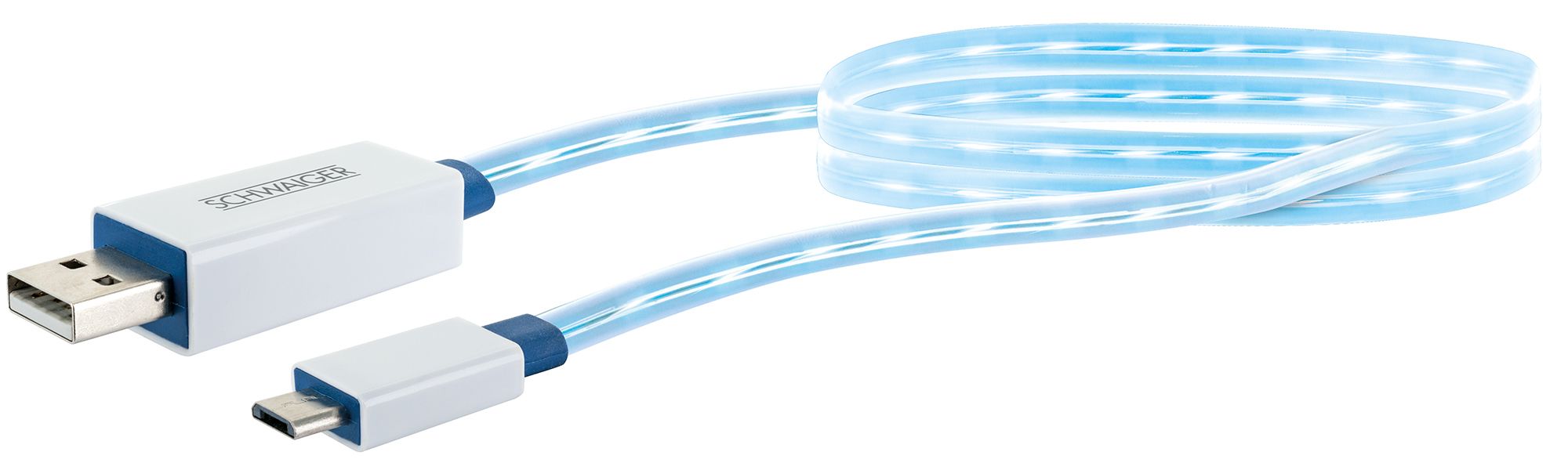 Schwaiger 0,8 Meter leuchtendes Micro USB Sync und Ladekabel