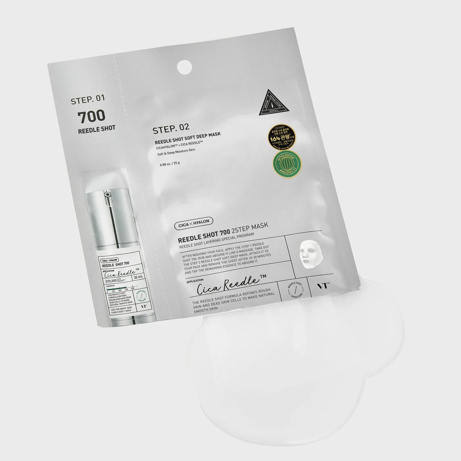 REEDLE SHOT 700 MASCA ÎN 2 PAȘI - Set Anti-Pete, Set Antirid, Mască Facială Anti-Îmbătrânire, Ser Facial Anti-Pete, Tratament Regenerant