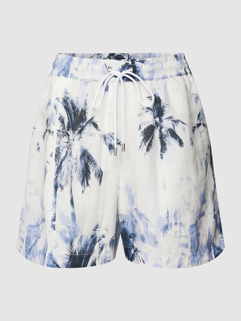 Shorts aus Leinen im Allover-Muster Modell 'Tort' in bleu
