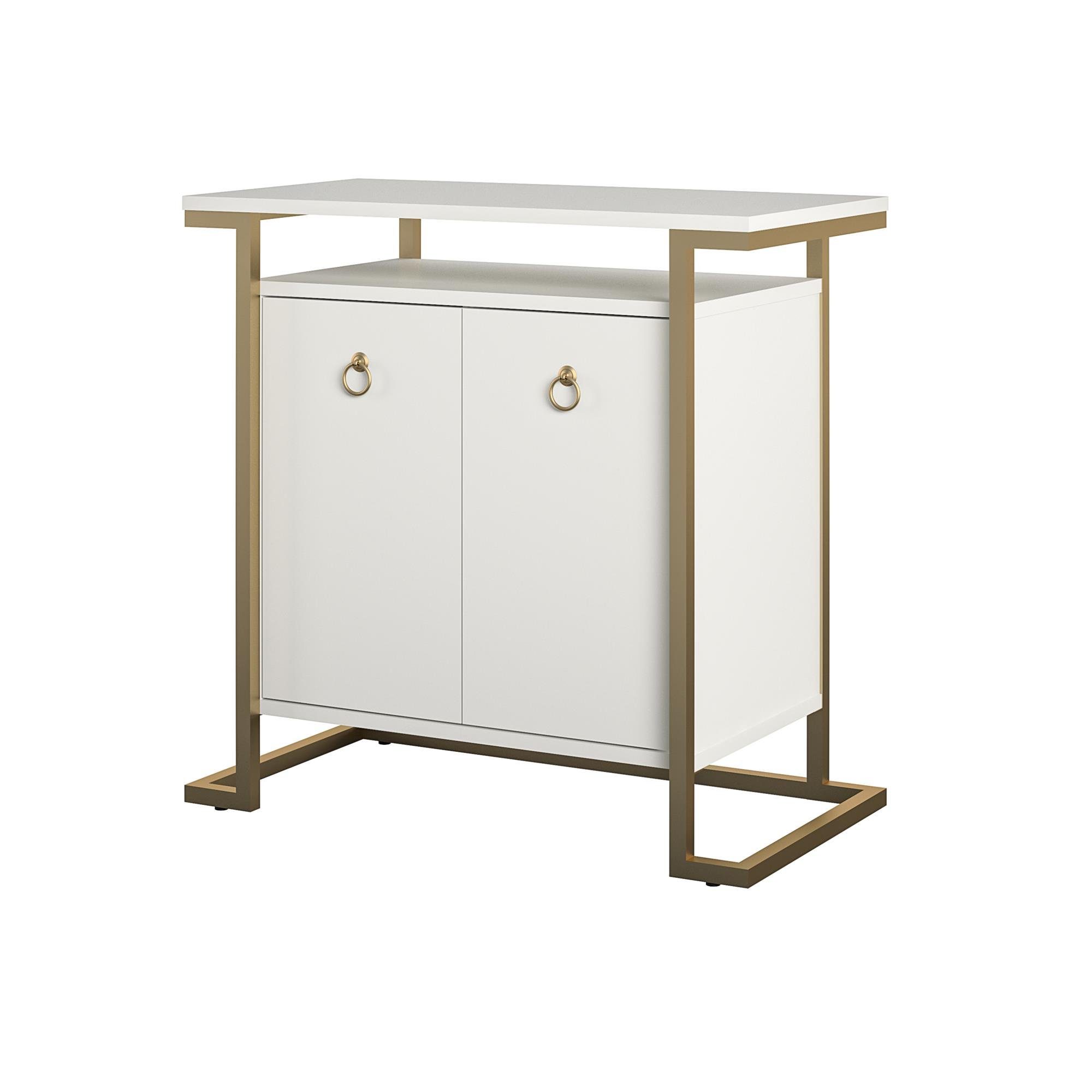 loft24 Barschrank Camila 2 Türen, Metallgestell in messingfarben, Breite 80 cm