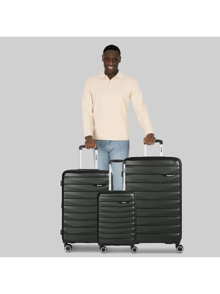 Bench Paris 4 Rollen Kofferset 3-teilig mit Dehnfalte in black günstig kaufen onesize